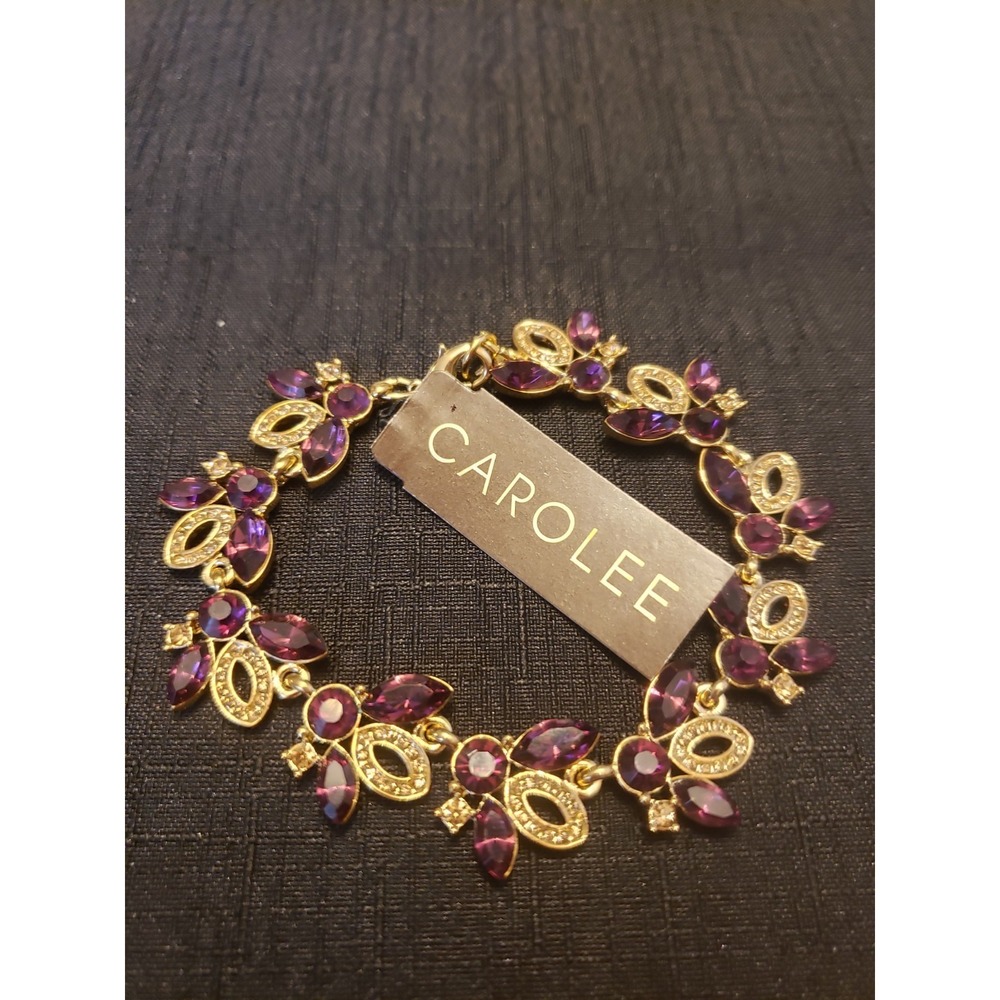Womens Carolee Purple Beaded Gold Tone Bracelet NWT Retail $75